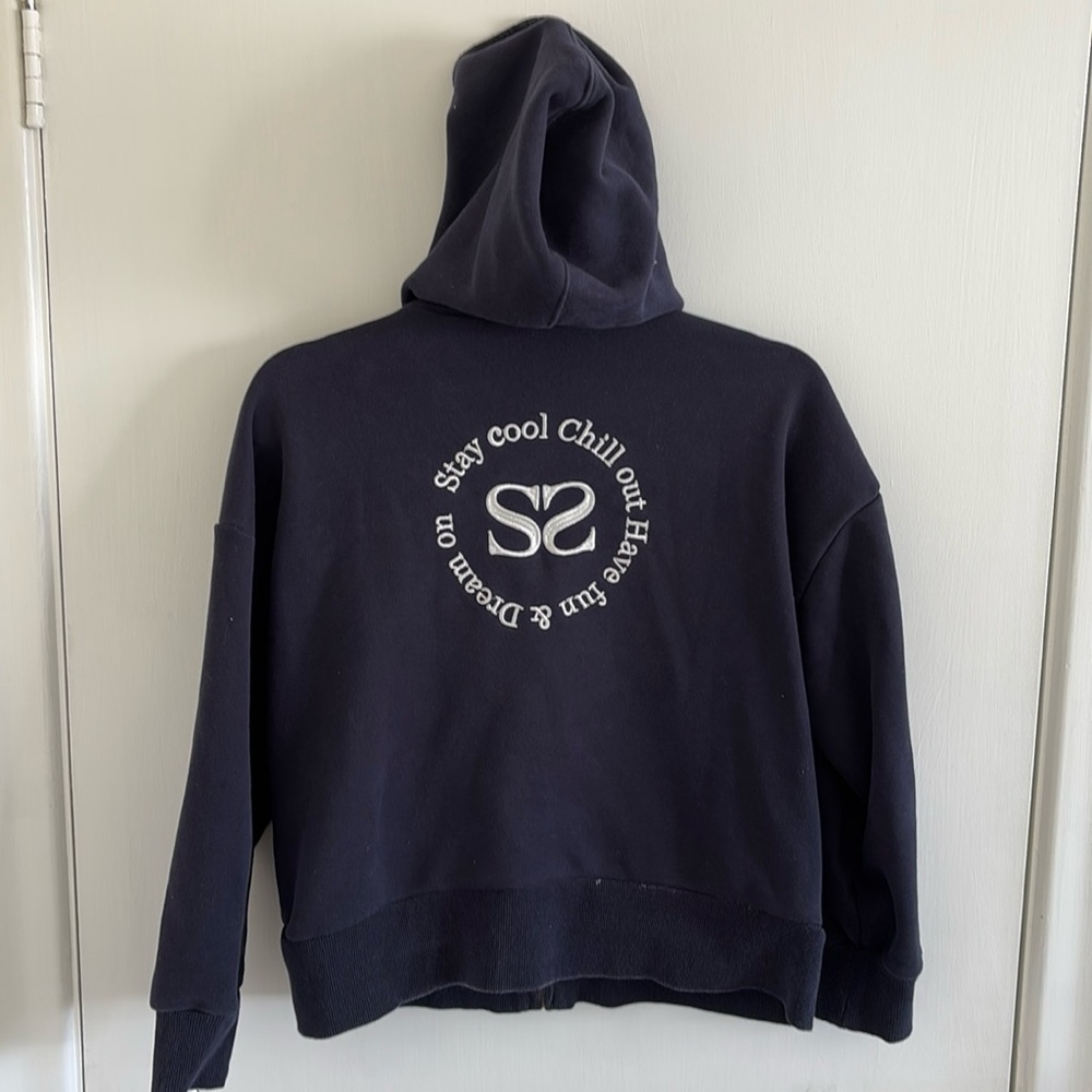 Navy SANDRO sweater S zip hoodie logo